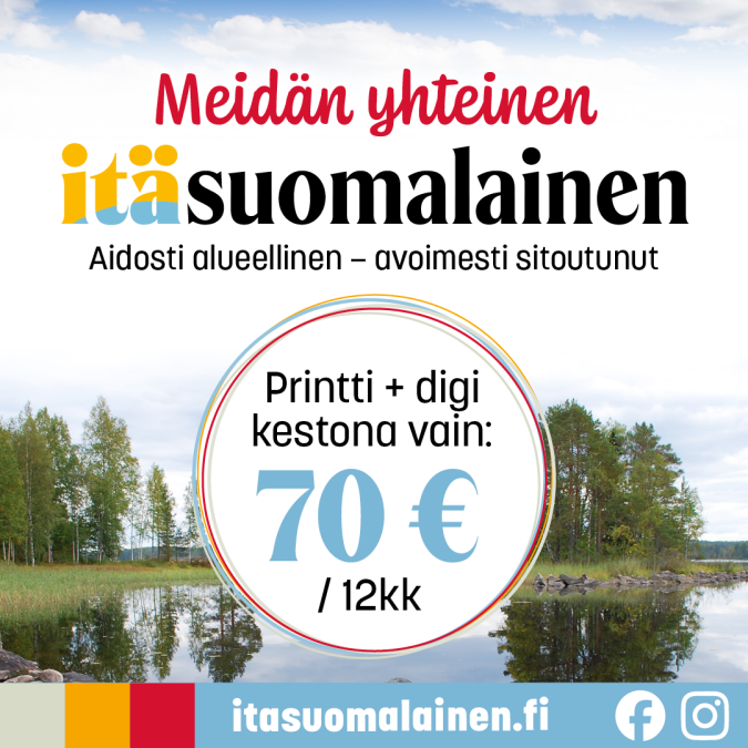 Itäsuomalainen printti + digi kestotilaus 70 €/12 kk